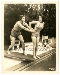 9f239 JOHNNY WEISSMULLER/LUPE VELEZ 8x10 still '30s he's about to throw her off the diving board!