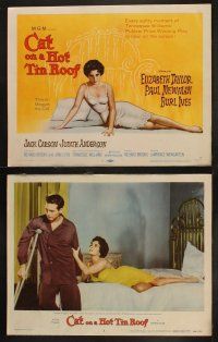 9f050 CAT ON A HOT TIN ROOF 8 LCs '58 Elizabeth Taylor as Maggie the Cat, Paul Newman, Burl Ives!