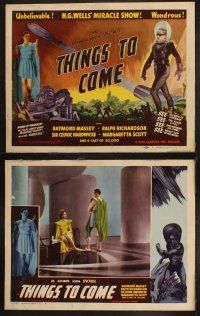 9f061 THINGS TO COME 8 LCs R47 William Cameron Menzies classic, H.G. Wells, wonderful sci-fi images!