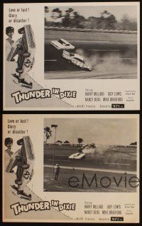 9f063 THUNDER IN DIXIE 4 LCs '64 Harry Millard, cool image of crashing cars, glory or disaster!