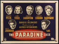 9g065 PARADINE CASE British quad '48 Alfred Hitchcock, Gregory Peck, Ann Todd, cast portraits!