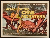 9g117 ATTACK OF THE CRAB MONSTERS 1/2sh '57 Roger Corman, art of Pamela Duncan attacked by beast!