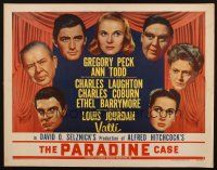 9g042 PARADINE CASE style A 1/2sh '48 Alfred Hitchcock, Gregory Peck, Ann Todd, Valli + 4 others!