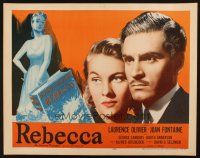 9g043 REBECCA 1/2sh R56 Alfred Hitchcock, super close up of Laurence Olivier & Joan Fontaine!