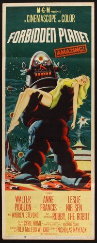 9g129 FORBIDDEN PLANET insert '56 most classic art of Robby the Robot carrying sexy Anne Francis!