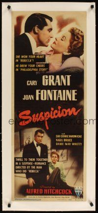 9g048 SUSPICION linen insert '41 Alfred Hitchcock, different images of Cary Grant & Fontaine!