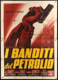 9g172 HOUSTON STORY Italian 2p '56 different Capitani art of hands wrestling for gun by oil rigs!