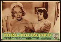 9g088 STAGE FRIGHT Italian 13x18 pbusta '50 c/u of Marlene Dietrich & Jane Wyman, Alfred Hitchcock