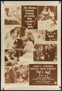 9g017 MR. & MRS. SMITH linen rotogravure 1sh '41 cool montage with Hitchcock directing Lombard!