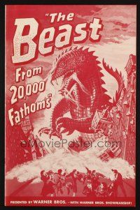 9g142 BEAST FROM 20,000 FATHOMS pressbook '53 Bradbury tale of the sea's master-beast of the ages!
