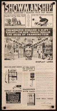 9g141 BRIDE OF FRANKENSTEIN incomplete pressbook '35 Boris Karloff as the monster + Elsa Lanchester