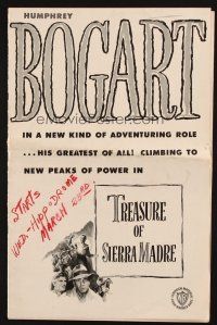 9g159 TREASURE OF THE SIERRA MADRE pressbook '48 Humphrey Bogart, John Huston classic!