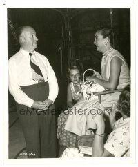 9g061 ALFRED HITCHCOCK candid 8x10 still '55 with guest Dorothy Lamour on set of To Catch a Thief!
