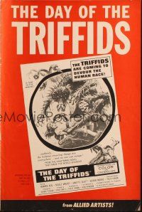 9g144 DAY OF THE TRIFFIDS pressbook '62 classic English sci-fi horror, different art of monster!