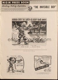 9g150 INVISIBLE BOY pressbook '57 Robby the Robot as science-monster who would destroy the world!
