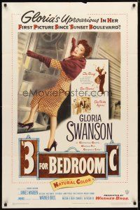 9h006 3 FOR BEDROOM C 1sh '52 cool art of glamorous Gloria Swanson boarding train!