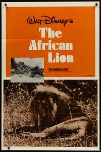 9h019 AFRICAN LION 1sh R72 Walt Disney's most amazing True-Life adventure feature!