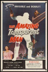9h030 AMAZING TRANSPARENT MAN 1sh '59 Edgar Ulmer, cool fx art of the invisible & deadly convict!