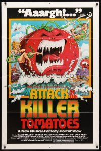 9h045 ATTACK OF THE KILLER TOMATOES 1sh '79 wacky monster artwork by David Weisman!