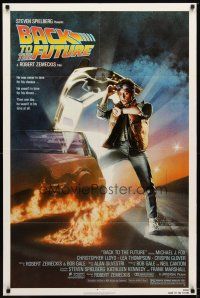 9h048 BACK TO THE FUTURE 1sh '85 art of Michael J. Fox & Delorean by Drew Struzan!