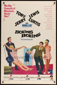 9h092 BOEING BOEING 1sh '65 Tony Curtis & Jerry Lewis in the big comedy of nineteen sexty-sex!