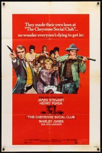 9h132 CHEYENNE SOCIAL CLUB 1sh '70 Jimmy Stewart, Henry Fonda w/guns & ladies of the night!