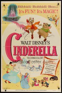 9h138 CINDERELLA 1sh R73 Walt Disney classic romantic musical fantasy cartoon!
