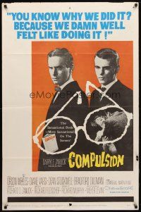 9h163 COMPULSION 1sh '59 crazy Dean Stockwell & Bradford Dillman try to commit the perfect murder!