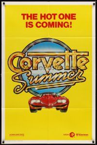 9h175 CORVETTE SUMMER teaser 1sh '78 cool different art of custom Chevrolet Corvette!