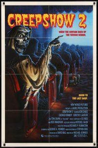 9h181 CREEPSHOW 2 1sh '87 Tom Savini, great Winters artwork of skeleton guy in theater!