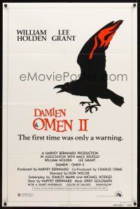 9h191 DAMIEN OMEN II style A 1sh '78 cool art of demonic crow, the first time was only a warning!