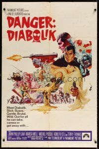 9h194 DANGER: DIABOLIK 1sh '68 Mario Bava, John Phillip Law & sexy Marisa Mell!