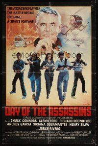 9h204 DAY OF THE ASSASSINS 1sh '79 Chuck Connors, Glenn Ford, Rafael Hernandez art!