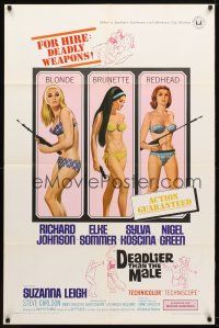 9h208 DEADLIER THAN THE MALE 1sh '67 sexy Elke Sommer, Sylva Koscina & Suzanna Leigh!