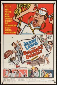 9h234 DISORDERLY ORDERLY 1sh '65 artwork of wackiest hospital nurse Jerry Lewis!
