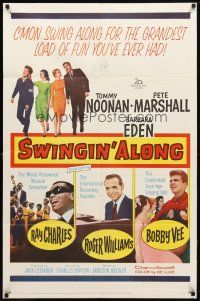 9h241 DOUBLE TROUBLE 1sh R62 Tommy Noonan, Pete Marshall, sexy Barbara Eden, Swingin' Along!