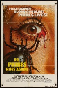 9h245 DR. PHIBES RISES AGAIN 1sh '72 Vincent Price, classic close up of a spider on a woman's face!