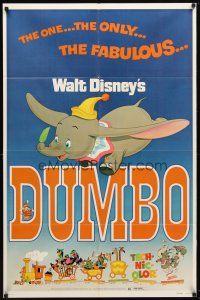 9h260 DUMBO 1sh R76 colorful art from Walt Disney circus elephant classic!
