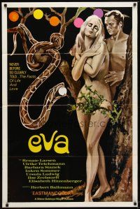 9h277 EVA 1sh '69 sexy art of Adam & Eve w/snake, the facts of life & love!
