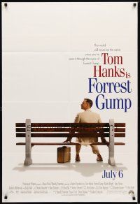 9h304 FORREST GUMP advance DS 1sh '94 Tom Hanks waiting for the bus, Robert Zemeckis!