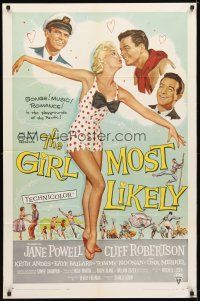 9h323 GIRL MOST LIKELY 1sh '57 sexiest full-length art of Jane Powell in skimpy polkadot outfit!