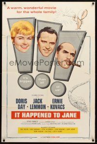 9h426 IT HAPPENED TO JANE 1sh '59 Doris Day, Jack Lemmon, Ernie Kovacs winning at poker!