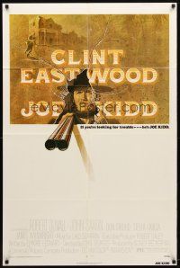 9h438 JOE KIDD 1sh '72 cool art of Clint Eastwood pointing double-barreled shotgun!