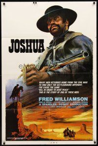 9h443 JOSHUA 1sh '76 Isela Vega, cool Joe Smith western art of Fred Williamson as cowboy!
