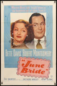 9h448 JUNE BRIDE 1sh '48 Bette Davis & Robert Montgomery in the happiest hit of their lives!