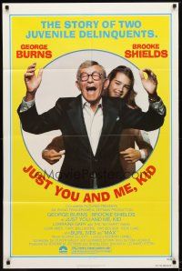9h450 JUST YOU & ME, KID 1sh '79 great image of laughing George Burns & young Brooke Shields!