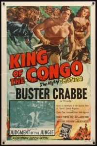 9h460 KING OF THE CONGO chapter 15 1sh '52 Buster Crabbe as The Mighty Thunda in Columbia serial!