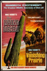 9h489 LIVING DESERT/VANISHING PRAIRIE 1sh '71 great images from Walt Disney wildlife double-bill!