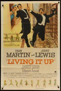 9h490 LIVING IT UP 1sh '54 sexy Janet Leigh watches wacky Dean Martin & Jerry Lewis!