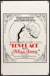 9h496 LOVELACE MEETS MISS JONES 1sh '75 art of Linda Lovelace & Georgina Spelvin!